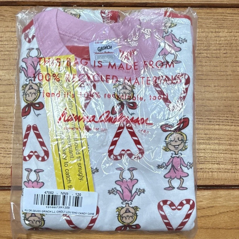 Hanna Andersson Grinch Cindy Lou Who Snug Fit Organic Cotton Pajamas 120cm